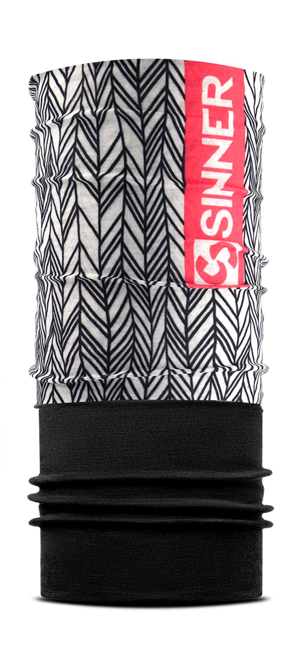 IRREGULAR LINES BANDANA EN POLAIRE - NOIR / BLANC