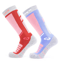 PRO SOCKS SKISOKKEN DAMES DUBBELVERPAKKING - ROZE / BLAUW