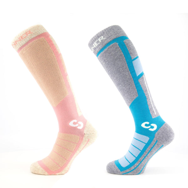 PRO SOCKS SKISOCKEN DAMEN DOPPELPACK - ROSA / BLAU