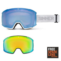 BOREAS LUNETTES DE SKI – BLANC MAT – 2 LENTILLES SINTRAST® BLEU ET ORANGE