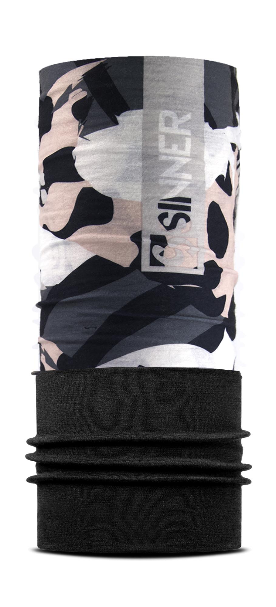 ANIMAL CAMO FLEECE BANDANA - ZWART / GRIJS