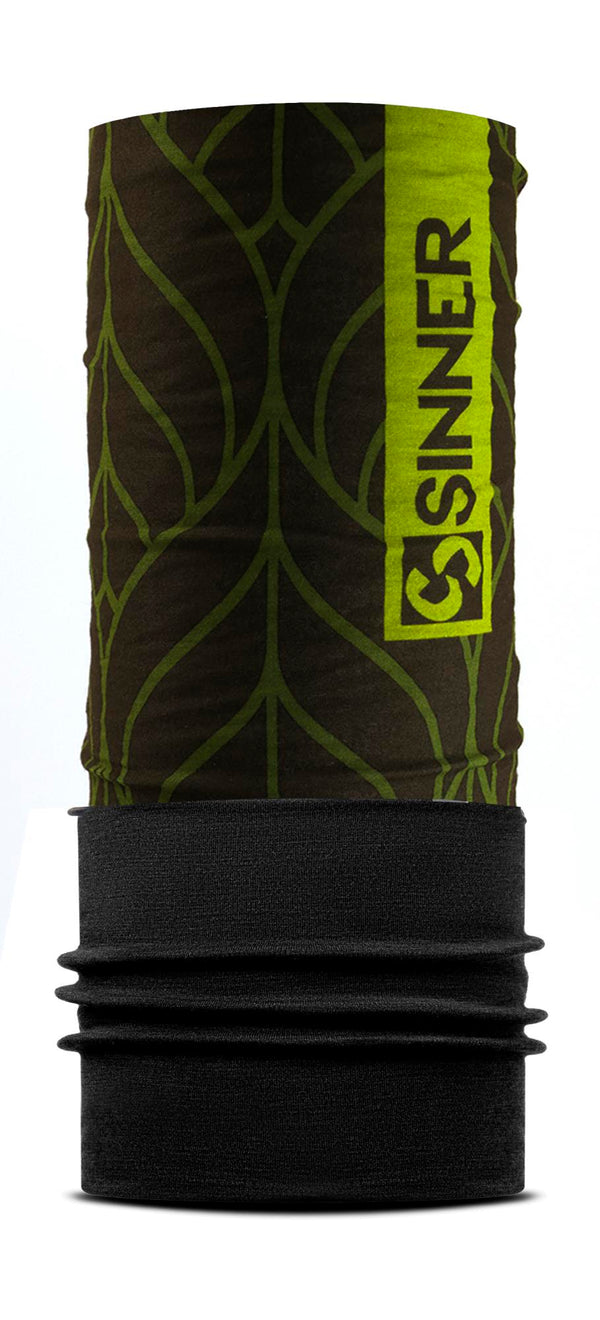 LEAVES GEO FLEECE BANDANA - BLACK / GREEN