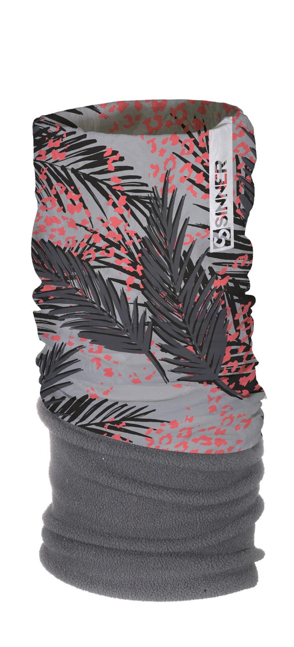 PLANTS ANIMAL FLEECE BANDANA - GRIJS / NEONORANJE