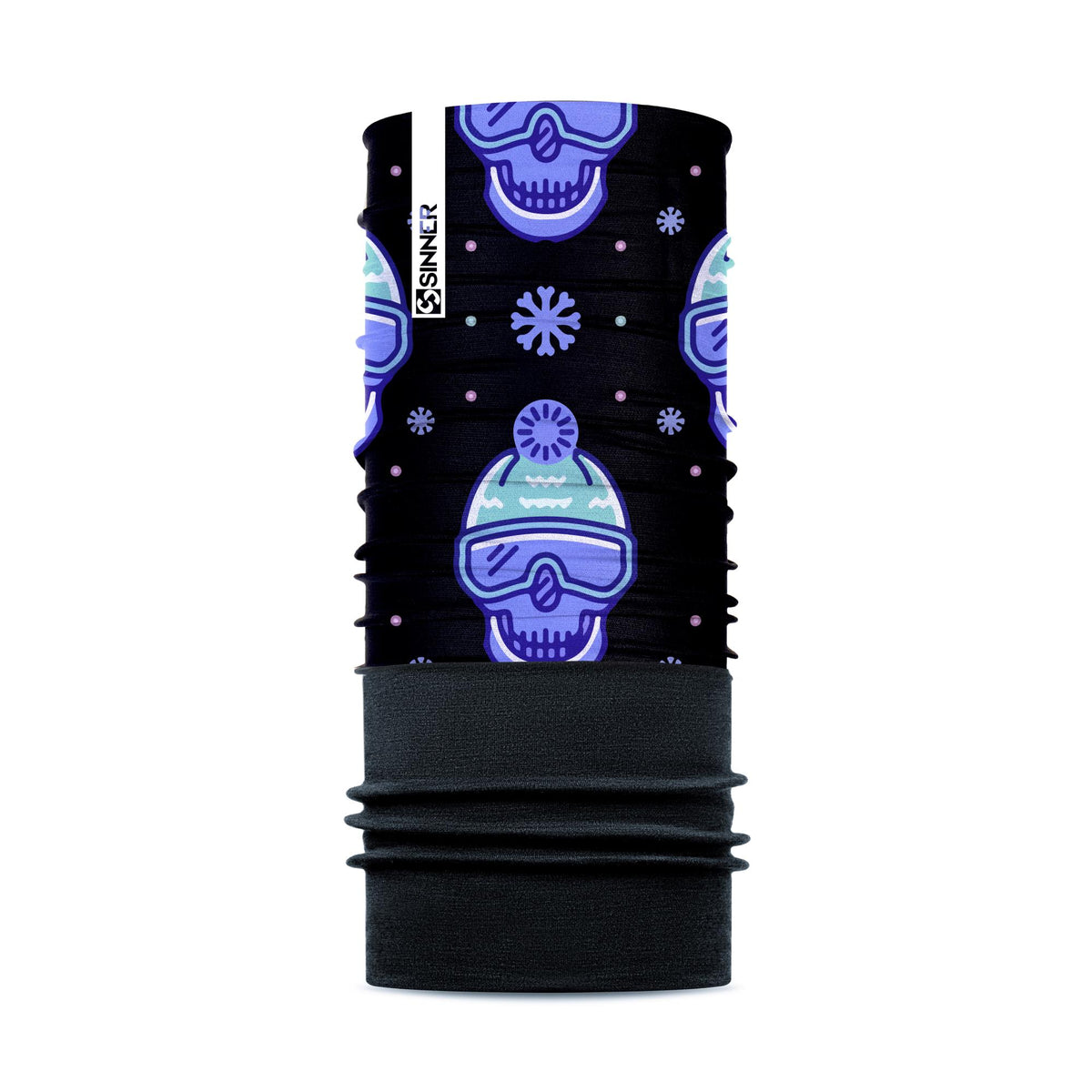 SKULLS FLEECE BANDANA - PAARS / ZWART