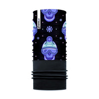 SKULLS FLEECE BANDANA - PAARS / ZWART