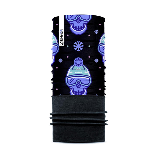 SKULLS FLEECE BANDANA - PURPLE / BLACK