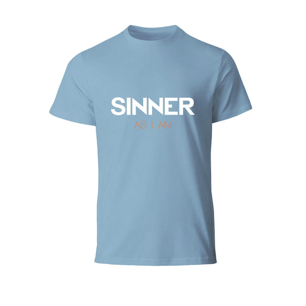 SINNER AS I AM T-SHIRT - BLAUW