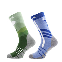 WILDLIFE SKISOKKEN JUNIOR DUBBELVERPAKKING - BLAUW / GROEN