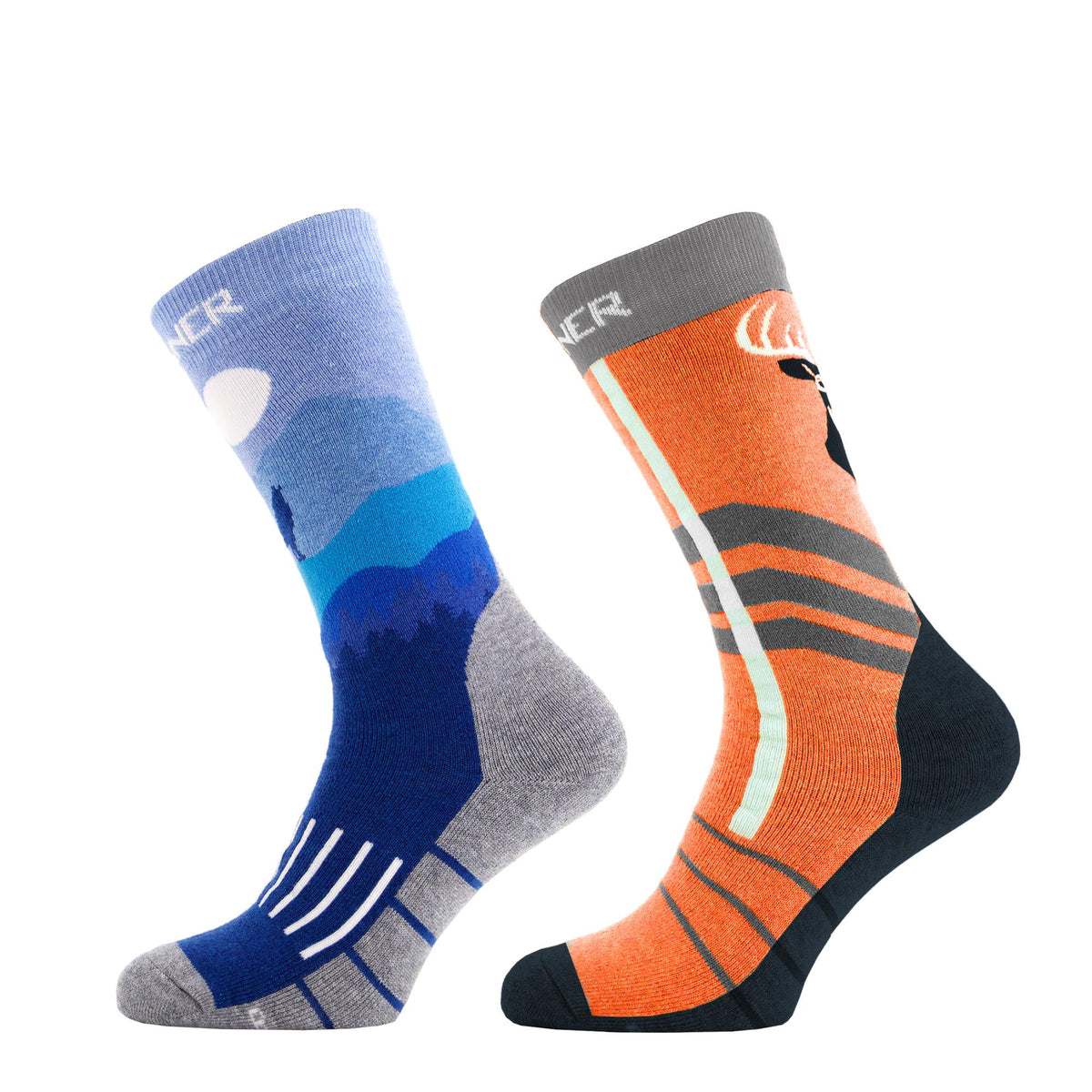 WILDLIFE SKISOCKEN JUNIOR DOPPELPACK - ORANGE / BLAU