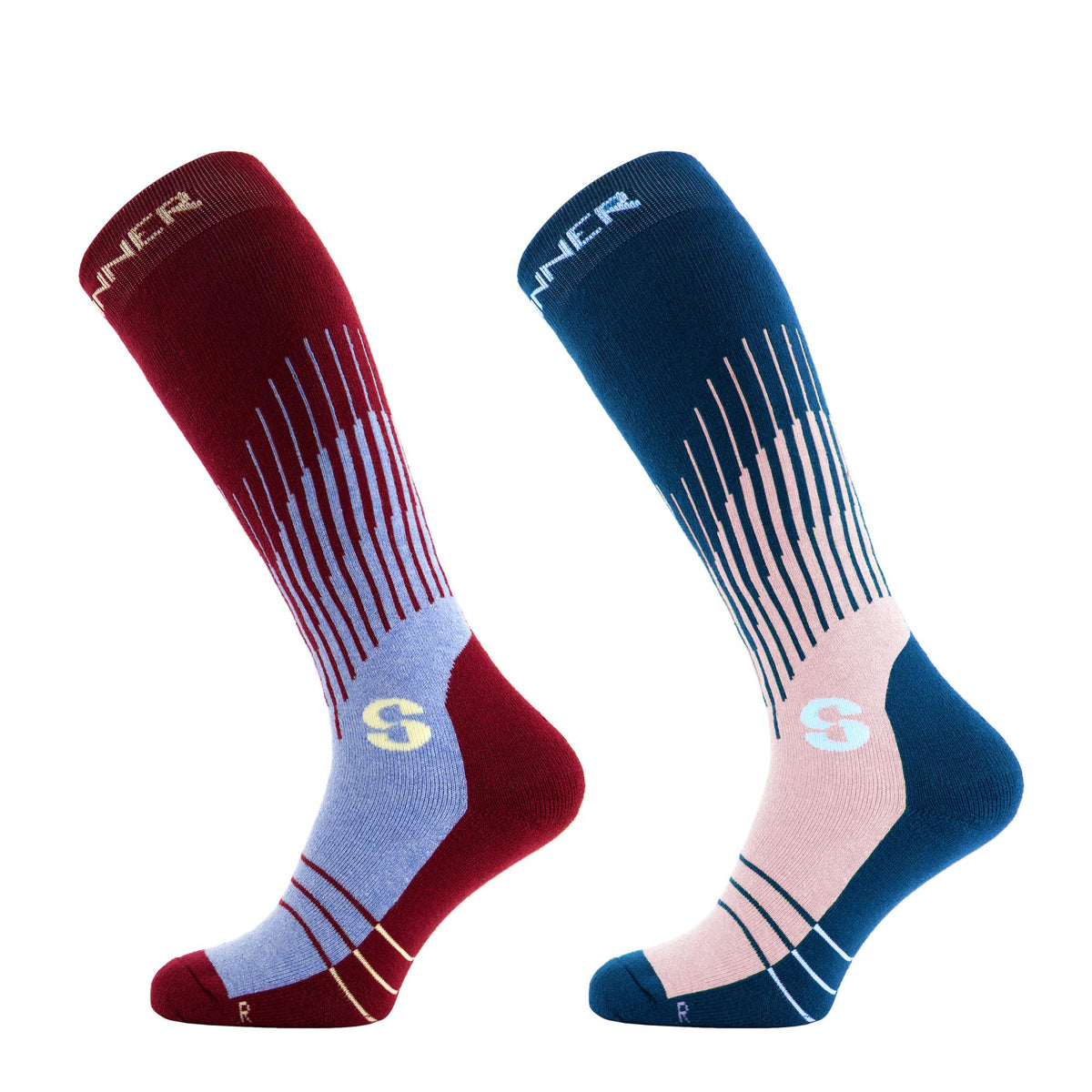 GRAPHIC CALCETINES DE ESQUÍ MUJER PACK DOBLE - BURDEOS / ROSA