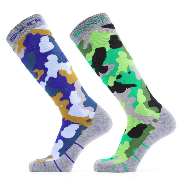 CAMO SKISOKKEN HEREN DUBBELVERPAKKING - BLAUW / GROEN