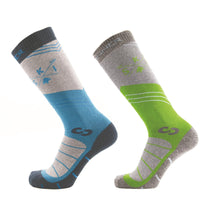 MOUNTAIN CALCETINES DE ESQUÍ HOMBRES PAQUETE DOBLE - AZUL / VERDE
