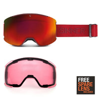 SNOWFLAKE MASQUE DE SKI - BORDEAUX MAT - 2 ECRANS