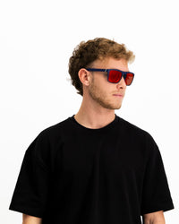 THUNDER X FISH FRED SUNGLASSES (BOX) - MATTE BLUE - RED LENS