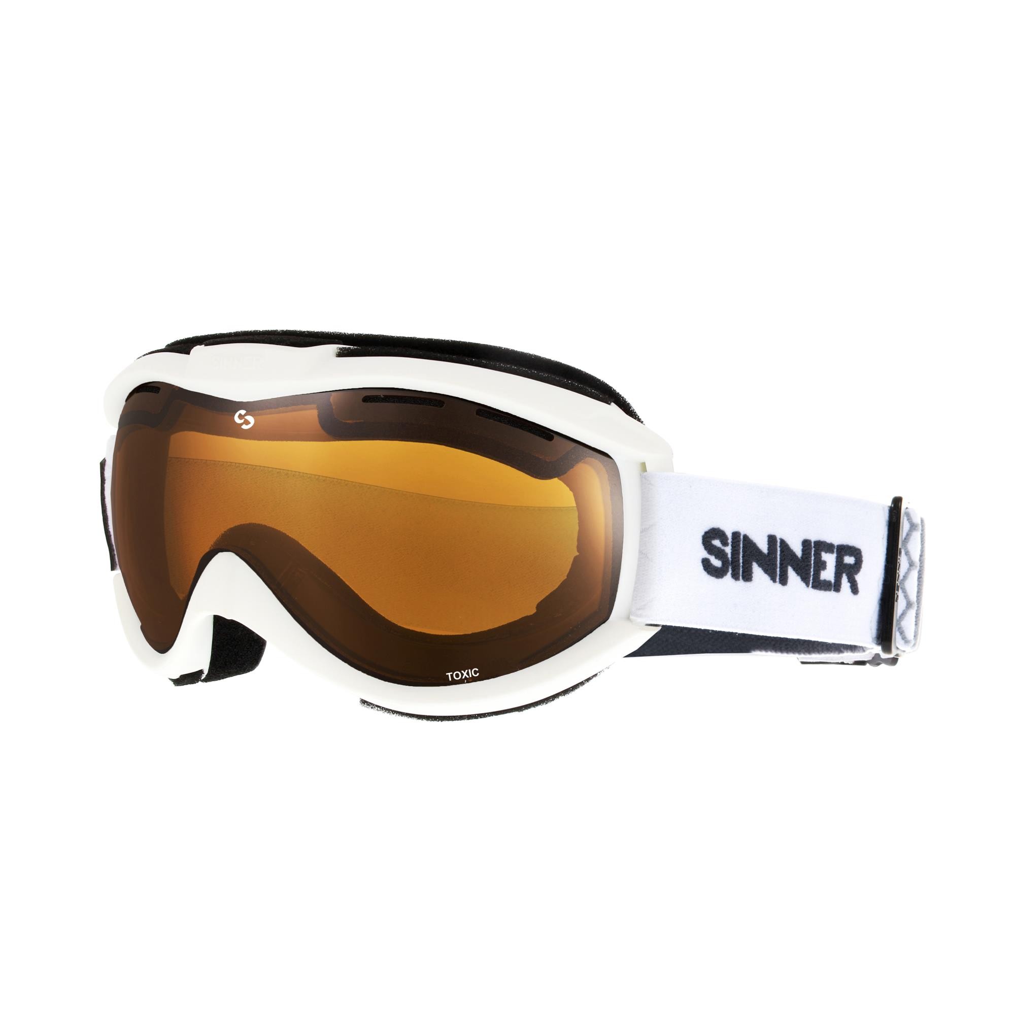Sinner Toxic Skibril - Wit - Oranje Lens
