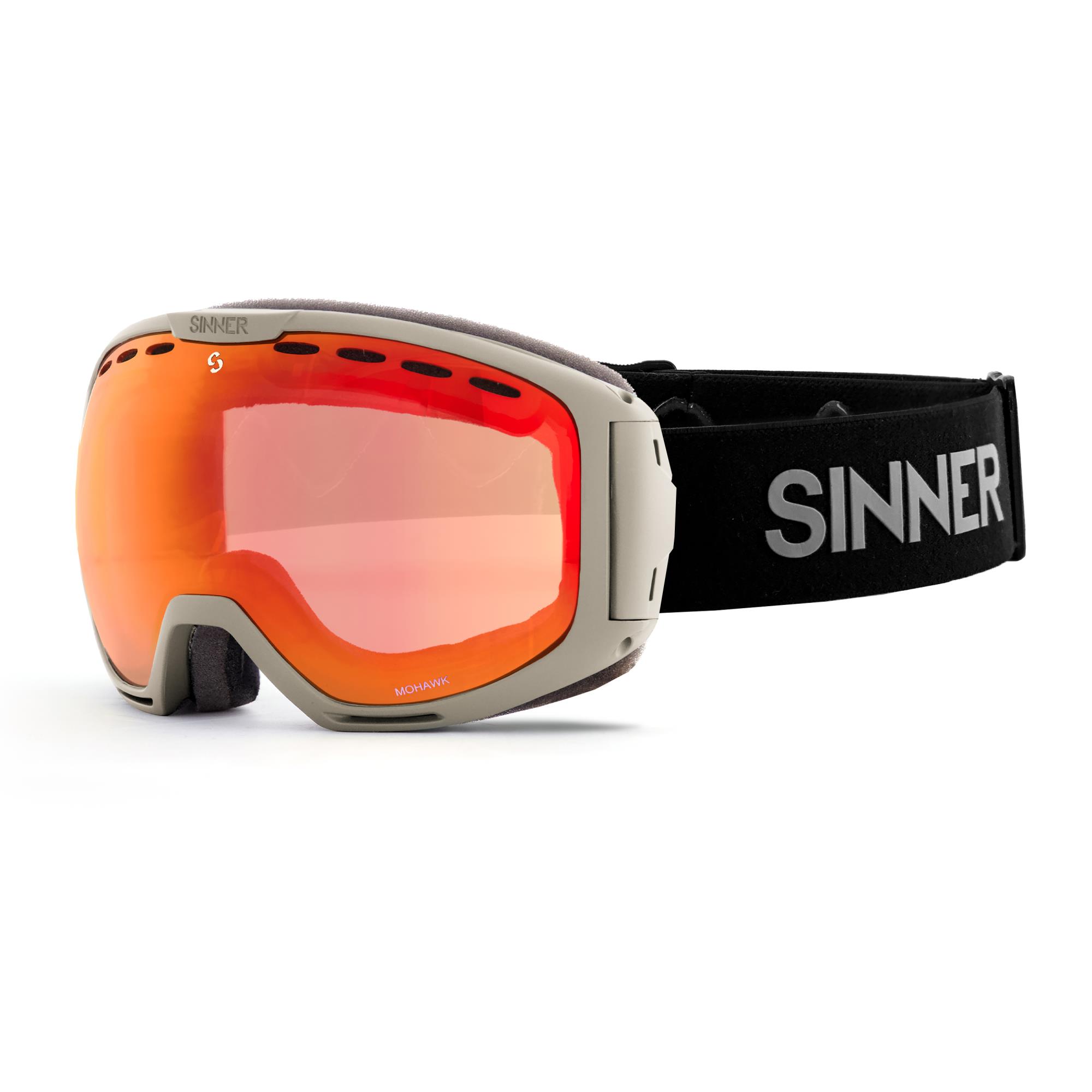 Sinner Mohawk skibril - Mat Lichtgrijs - Rode + Roze lens