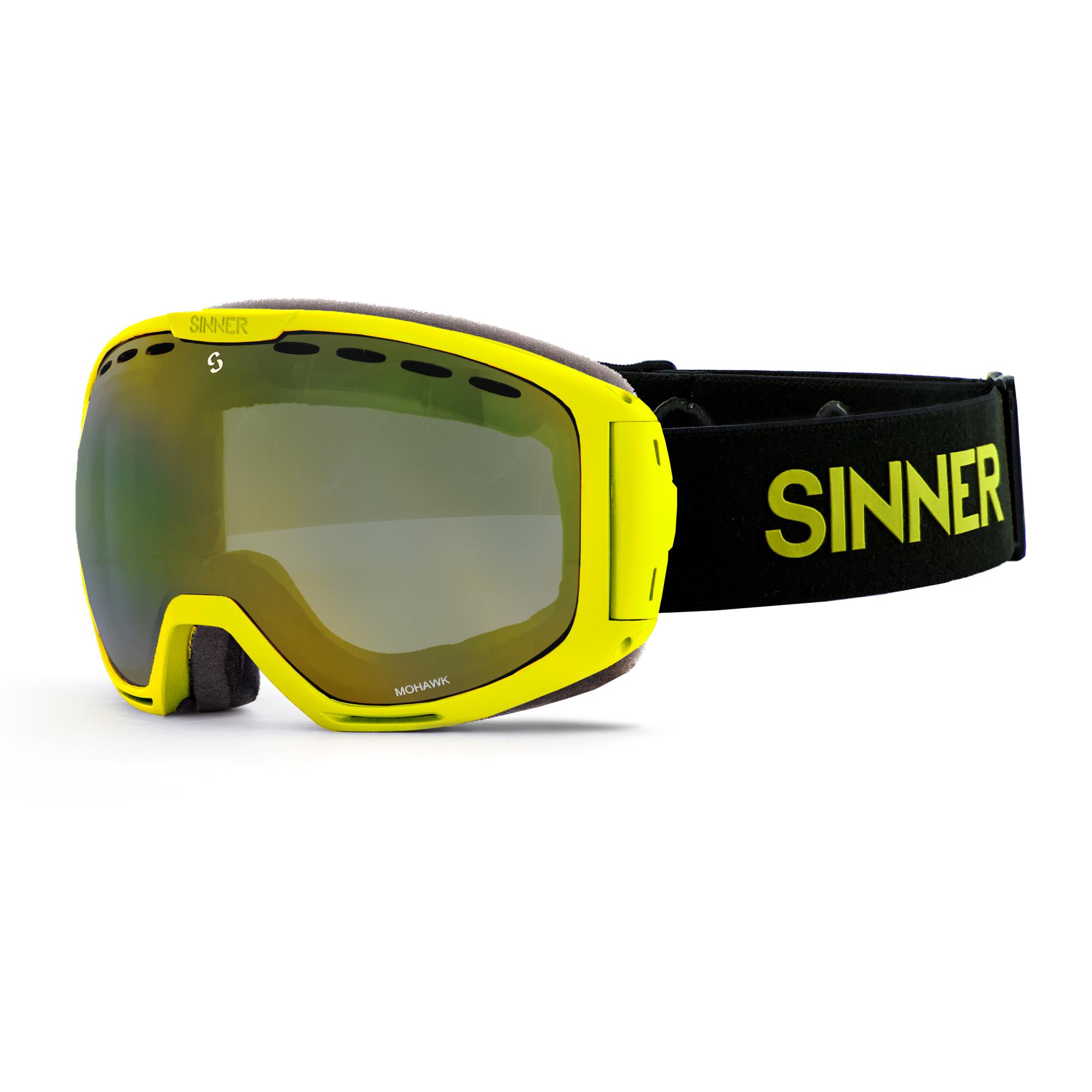 Sinner Mohawk Skibril - Mat Neon Geel + GRATIS EXTRA LENS | Categorie 3