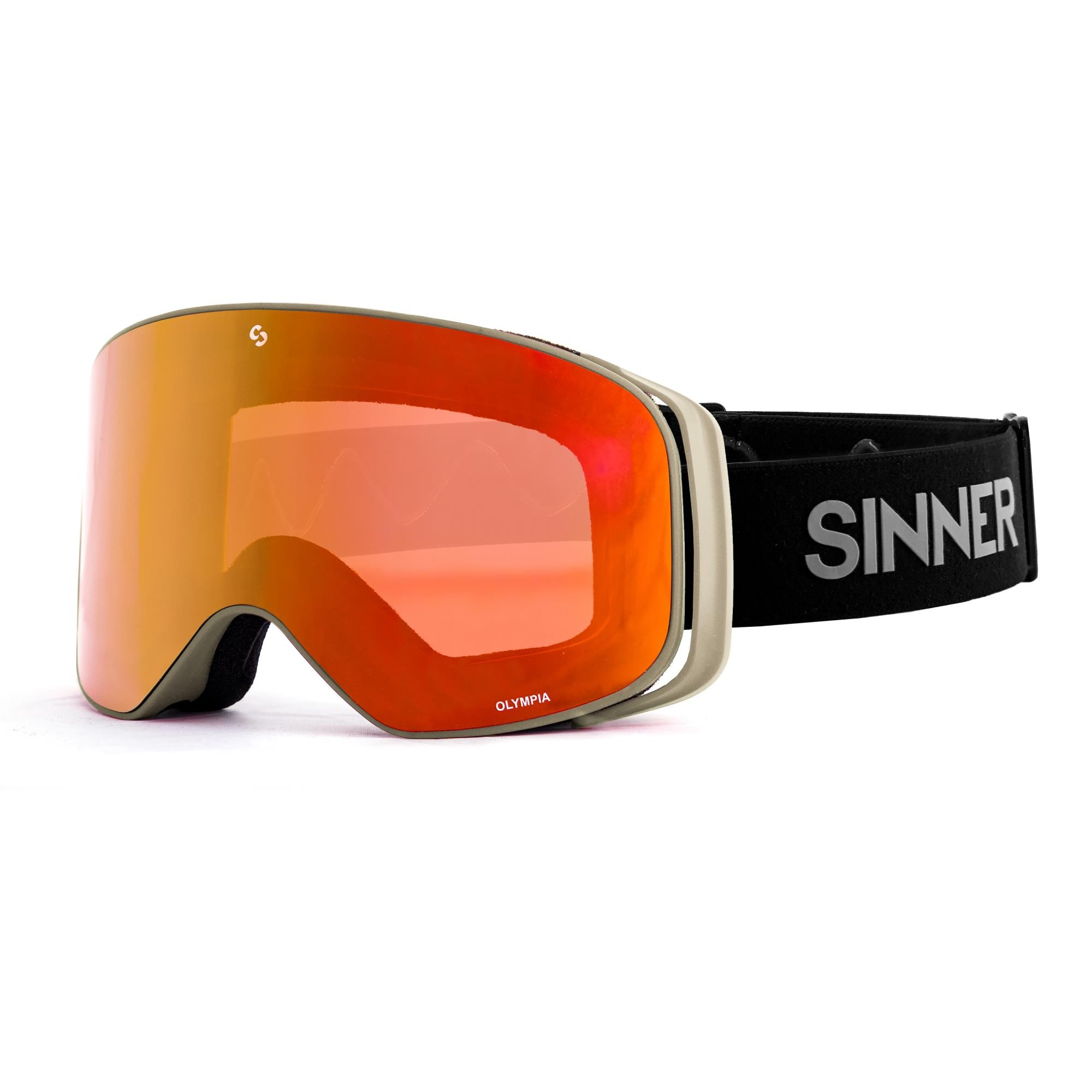 Sinner Olympia skibril - Mat Lichtgrijs - Rode lens