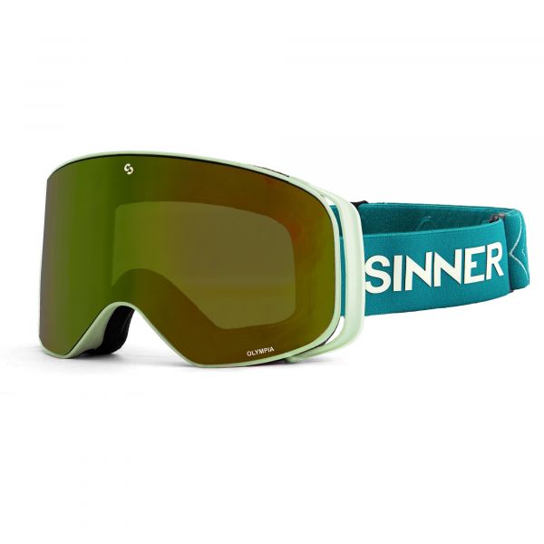 OLYMPIA LUNETTES DE SKI - MENTHE CLAIRE MATE - LENTILLE MIROIR VERT DORÉ