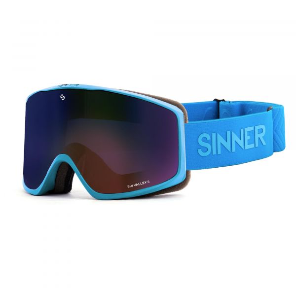 SIN VALLEY S LUNETTES DE SKI - BLEU CIEL MAT - LENTILLE HUILE VERTE + LENTILLE ROSE