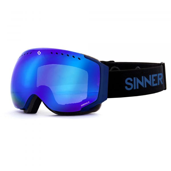 EMERALD LUNETTES DE SKI - BLEU MARINE MAT - LENTILLE MIROIR BLEUE