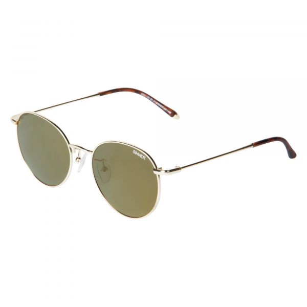 GAFAS DE SOL HERMON - MONTURA DE ORO - LENTE DE ESPEJO DE ORO VERDE