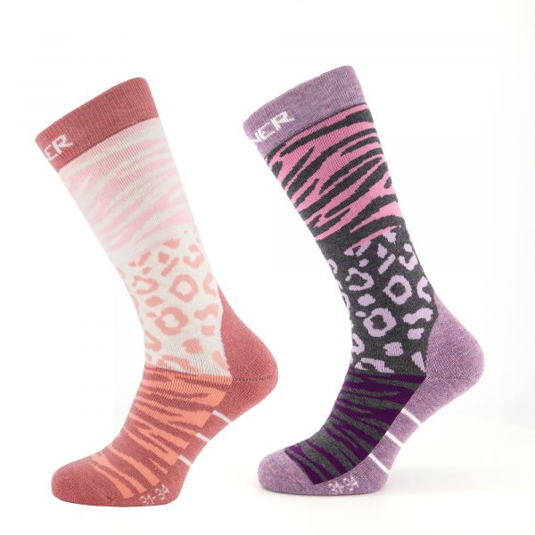 SKI SOCKS WOMEN - ANIMAL PINK/PURPLE