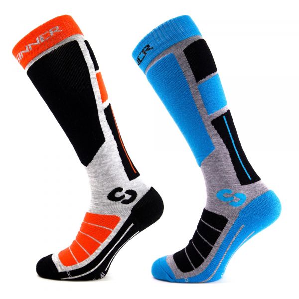 CHAUSSETTES DE SKI UNISEXE - PRO II ORANGE/BLEU