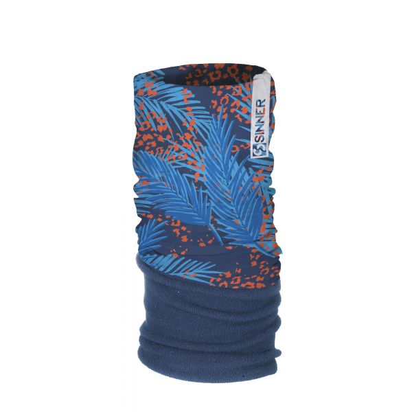 FLEECE BANDANA - PLANTS ANIMAL - BLAUW - ORANJE